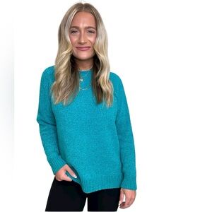ZENANA Endearing Chenille Knit Raglan Sweater Light Teal Small